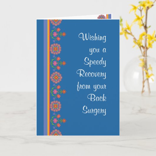 Krijg Well van Back Surgery Rangoli Border, Blauw Kaart (Gele Bloem)