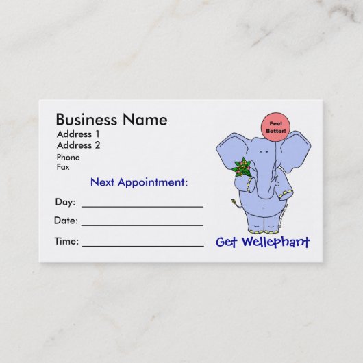Krijg Wellephant Afspraakkaart Afsprakenkaartje (Voorkant)