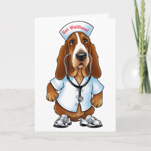 Krijg Wellhowl bassethond in verpleegsteroutfit Kaart