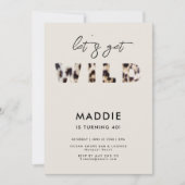 Krijg Wild Leopard Fur Letters Elegante 40e Verjaa Kaart (Voorkant)