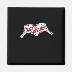 Krijg Wrecked Skeleton Hand Heart Classic Magneet