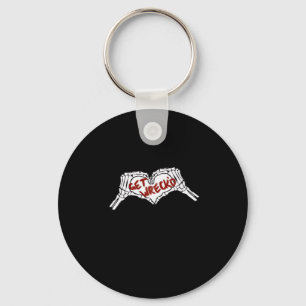 Krijg Wrecked Skeleton Hand Heart Classic Sleutelhanger