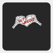 Krijg Wrecked Skeleton Hand Heart Classic Vierkante Sticker (Voorkant)