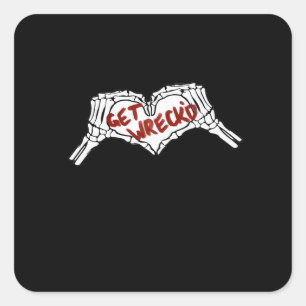 Krijg Wrecked Skeleton Hand Heart Classic Vierkante Sticker