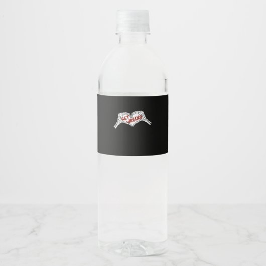 Krijg Wrecked Skeleton Hand Heart Classic Waterfles Etiket (Voorkant)