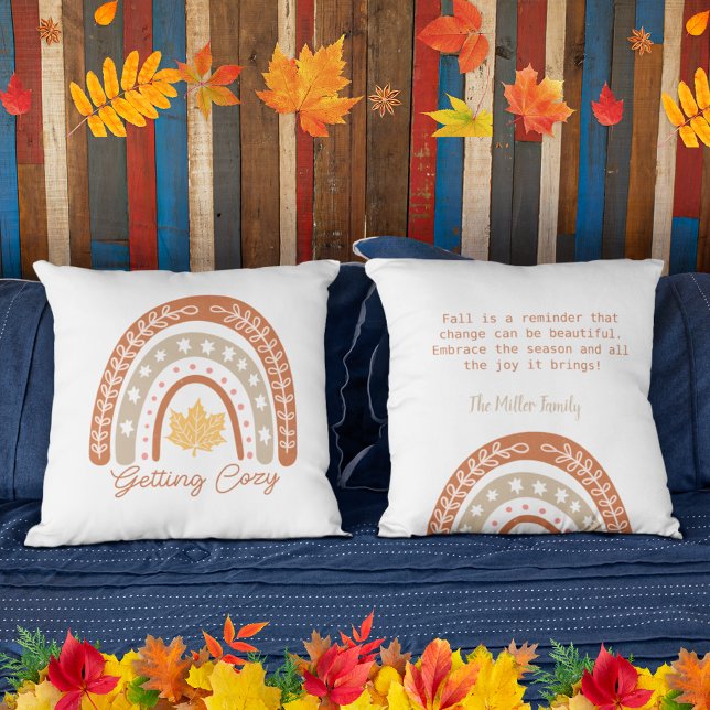 Krijgen Cozy Waterverf regenboog laat gepersonalis Kussen (Getting Cozy Watercolor rainbow leave personalized Throw Pillow)