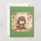 krijgen goed hond met letter briefkaart (Voorkant / Achterkant)