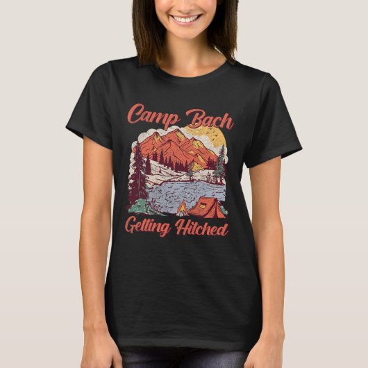 Krijgen Hitched Bride Squad  Camp Bachelore T-shirt (Voorkant)