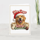 Krijgen jullie cadeaus? Grappige Kersthond Kaart (Voorkant)
