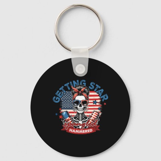 Krijgen Star Spangled Hammered American Skeleton 4 Sleutelhanger (Voorkant)
