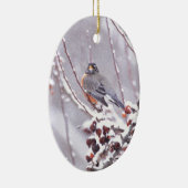 Krijger Amerikaanse Roodborst in Winter Keramisch Ornament (Rechts)