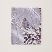 Krijger Amerikaanse Roodborst in Winter Legpuzzel (Verticaal)