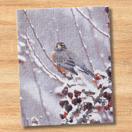 Krijger Amerikaanse Roodborst in Winter Legpuzzel