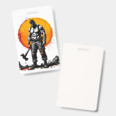 krijger barbaar middeleeuwse fantasie hummer Badge (Voor- en achterkant)