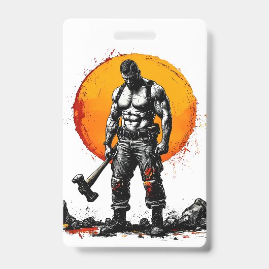 krijger barbaar middeleeuwse fantasie hummer Badge (Voorzijde)