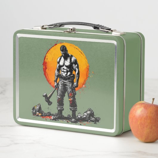 krijger barbaar middeleeuwse fantasie Metal Lunchb (In situ)