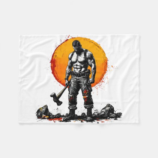 krijger barbaarse middeleeuwse fantasie Fleece Dek (Voorkant (Horizontaal))