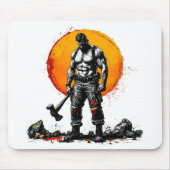 krijger barbaarse middeleeuwse fantasy hummer Mous Muismat (Voorkant)