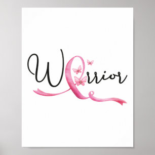 Krijger Borstkanker Maand Vlinders Roze Ribbo Poster