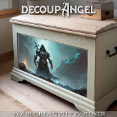 Krijger in pantser tussen de rotsen -Decoupage- Tissuepapier