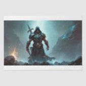 Krijger in pantser tussen de rotsen -Decoupage- Tissuepapier (Voorkant)