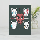 Krijger Katana Samurai-maskers Kaart (Staand voorkant)