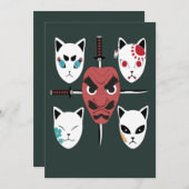 Krijger Katana Samurai-maskers Kaart (Voorkant / Achterkant)