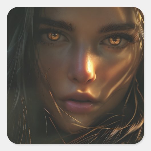 Krijger Meisje In Oerwoud 1 Vierkante Sticker (Voorkant)