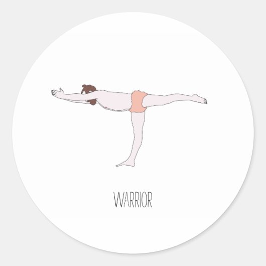 Krijger pose ronde sticker (Voorkant)