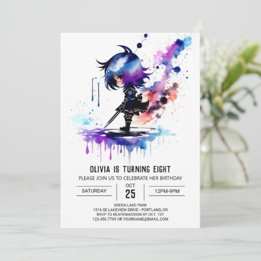 Krijger Spion Ninja Digitale Meisje Verjaardag Kaart (Staand voorkant)