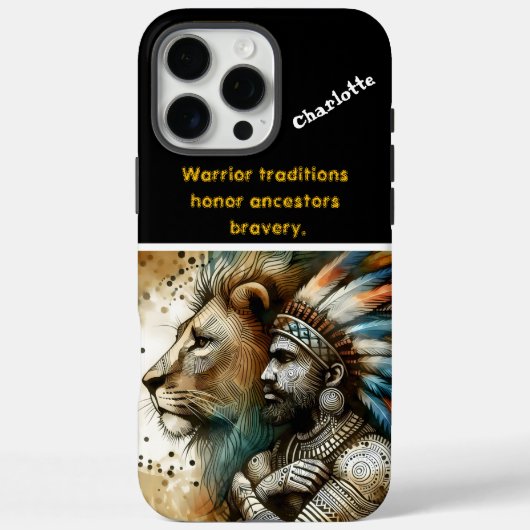 Krijger staat trots naast een leeuw Case-Mate iPhone case (Achterkant)