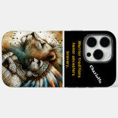Krijger staat trots naast een leeuw Case-Mate iPhone case (Achterkant (horizontaal))