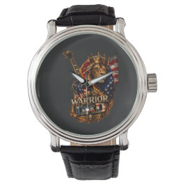 Krijger Vader Leeuw Amerikaanse Vlag Gitaar Horloge