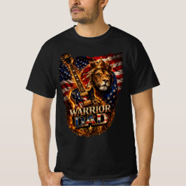 Krijger Vader Leeuw Amerikaanse Vlag Gitaar T-Shir T-shirt