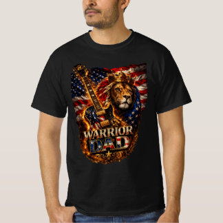 Krijger Vader Leeuw Amerikaanse Vlag Gitaar T-Shir T-shirt