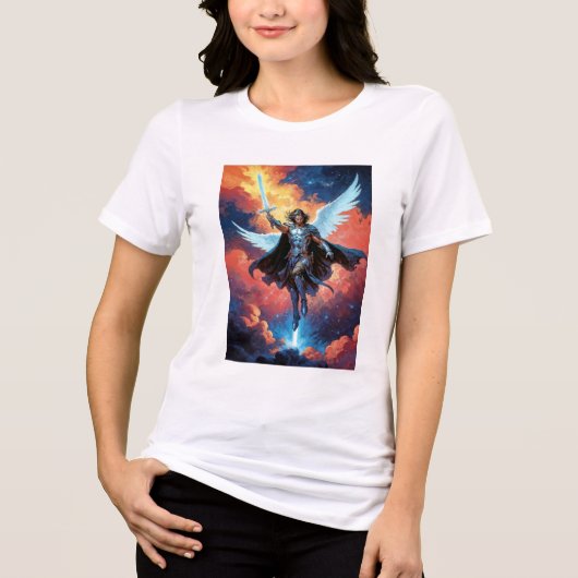 Krijger van de hemelbewaker aartsengel Michaël Tri-Blend Shirt (Voorkant)