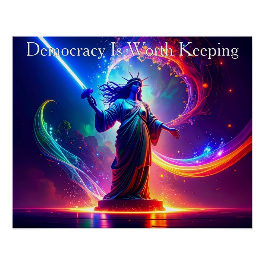 Krijger Vrouwe Vrijheid Democratie Is Het Waard Om Perfect Poster (Voorkant)