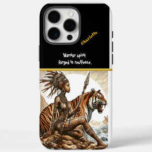 Krijger zat naast een brullende tijger in de natuu iPhone 16 pro max hoesje