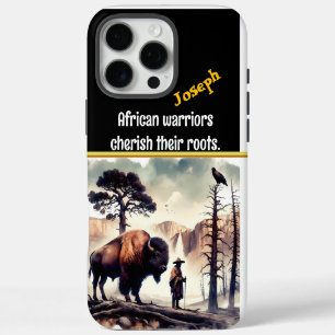 Krijger zat naast een brullende tijger in de natuu iPhone 16 pro max hoesje