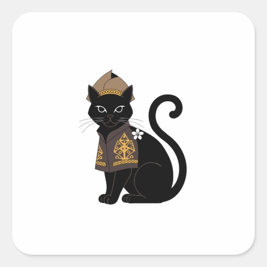 Krijger Zwart Kat Sticker (Voorkant)
