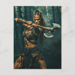 Krijgersgeest van Vikingvrouw die kanaliseert Briefkaart