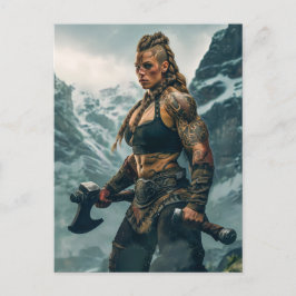 Krijgersgeest van Vikingvrouw die kanalisert Briefkaart