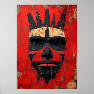 Krijgersgeestmasker – Inheemse Stamkracht Poster