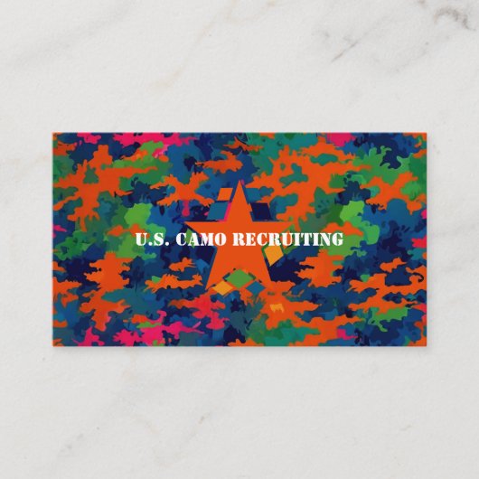 Krijgsmachtrecruteerder Camouflage Neon Visitekaartje (Voorkant)