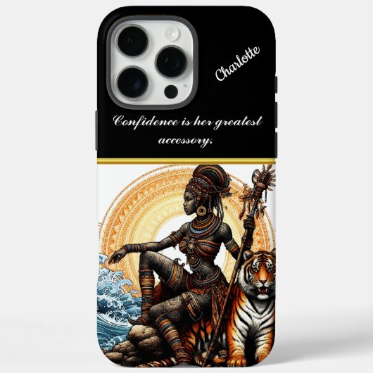 Krijgsvrouw met een tijger bij de oceaan bij zonso Case-Mate iPhone case (Achterkant)