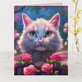 KRIJGT GOEDE PRAYERS KATTE KATTEN MET VOGELKAARTEN KAART (Gele Bloem)