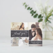 Krijt 4 Foto Collage Landelijke Trouw Dank Je Aankondigingskaart (Staand voorkant)