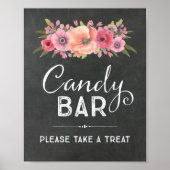 Krijt Aquarel Bloem Candy Bar Trouw Teken Poster (Voorkant)