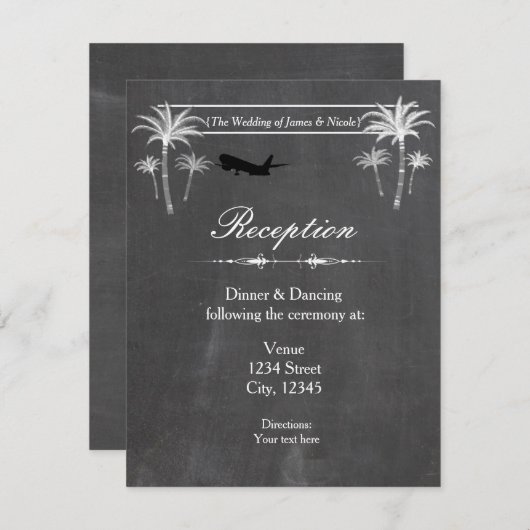 Krijt Bestemming Reis Trouwreceptiekaart Kaart (Voorkant / Achterkant)