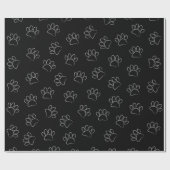 krijt cartoon hond poot afdrukken en rode harten cadeaupapier (Vlak)